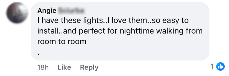 Facebook comment from a happy customer